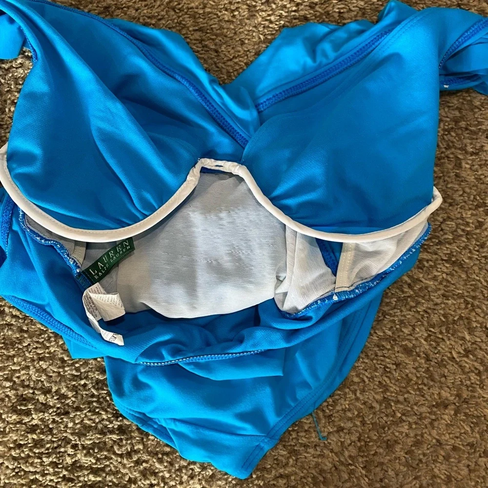 Lauren Ralph Lauren One Piece Swimsuit Size 8 Blue Slimming